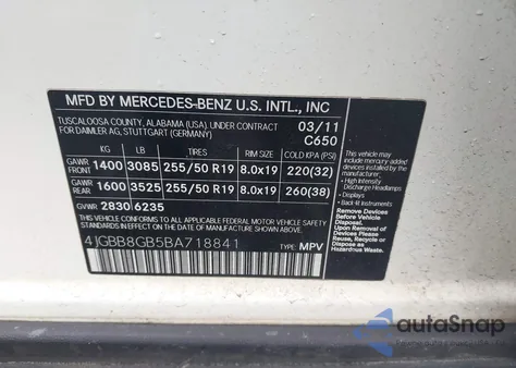 2011 Mercedes-Benz Ml 350 4Matic z USA, uszkodzony, nr VIN 4JGBB8GB5BA718841